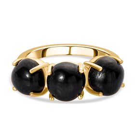 Schwarz Stern Diopsid Ring, 925 Silber vergoldet, (Größe 19.00) ca. 8.48 ct