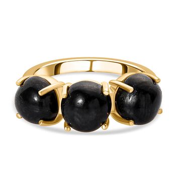 Schwarz Stern Diopsid Ring, 925 Silber vergoldet, (Gr&ouml;&szlig;e 19.00) ca. 8.48 ct