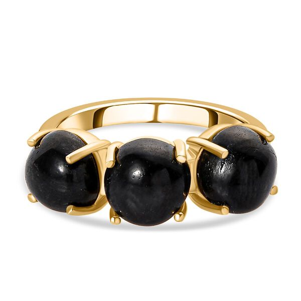 Schwarz Stern Diopsid Ring, 925 Silber vergoldet, (Gr&ouml;&szlig;e 19.00) ca. 8.48 ct