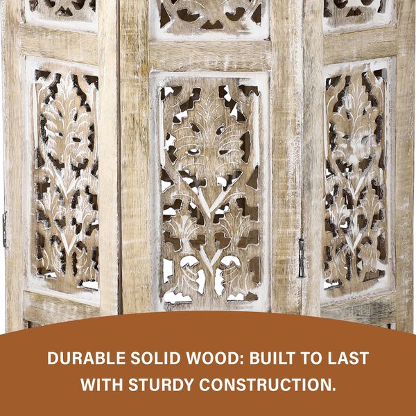 NAKKASHI - handgeschnitzter klappbarer Beistelltisch aus Mangoholz, 45x45x45 cm, weiß image number 4