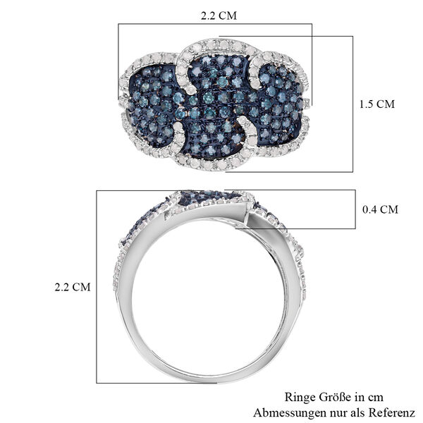 Blauer Diamant Ring, 925 Silber platiniert (Gr&ouml;&szlig;e 18.00) ca. 1.00 ct image number 6
