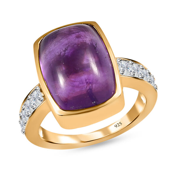 Afrikanischer Amethyst, weißer Zirkon Ring, 925 Silber vergoldet (Größe 20.00) ca. 7.97 ct image number 3