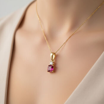 D'Joy AA afrikanischer Rubin und Moissanit Anh&auml;nger mit 50cm Kette - 1,70 ct.