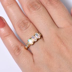 D’Joy natürlicher, äthiopischer Welo Opal und Zirkon Ring - 1 ct.