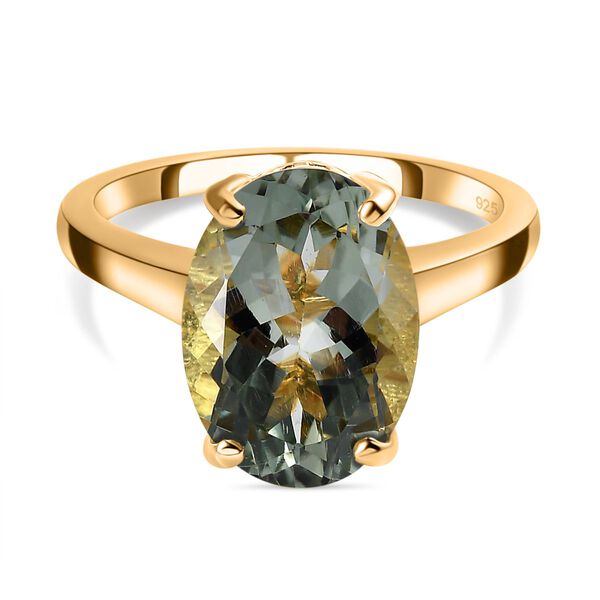 Prasiolith Ring, 925 Silber vergoldet (Gr&ouml;&szlig;e 18.00) ca. 5,54 ct