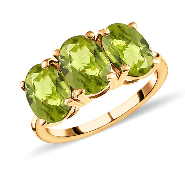 2er-Set, nat&uuml;rlicher Peridot Trilogie-Ring und Anh&auml;nger in Silber, 5,10 ct. image number 5