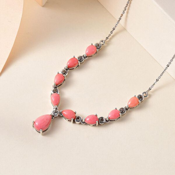 Blush Pfirsich Opal und Zirkon Halskette - 3,83 ct. image number 2