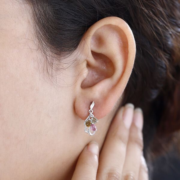 AA Mehrfarbig-Turmalin Ohrringe 925 Silber rhodiniert ca. 0,95 ct. image number 3