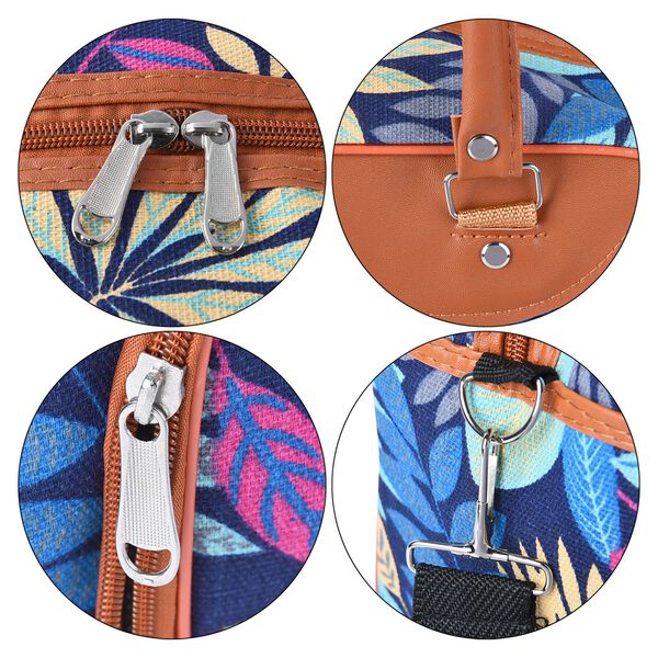 Boho Stil Handtasche, Blattmuster, Blau image number 6