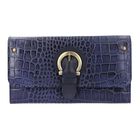 Echtleder Portemonnaie mit Krokoprägung und RFID-Schutz, 19,5x11,45 cm, marine