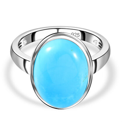 Amerikanischer, nat&uuml;rlicher, Sleeping Beauty T&uuml;rkis Ring 925 Silber platiniert (Gr&ouml;&szlig;e 20.00) ca. 6.71 ct
