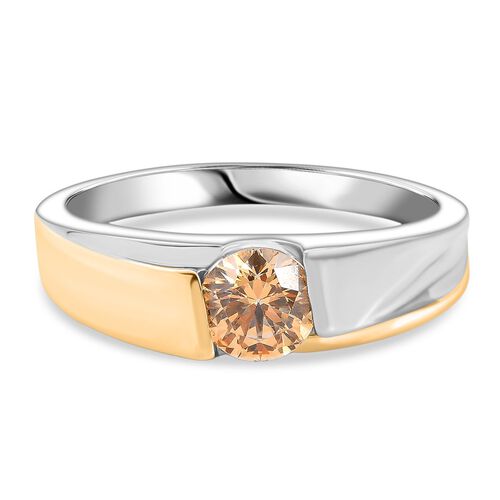 J Francis gefertigt mit SWAROVSKI Bernstein Swarovski Zirkonia Ring Messing (Größe 18.00) image number 0