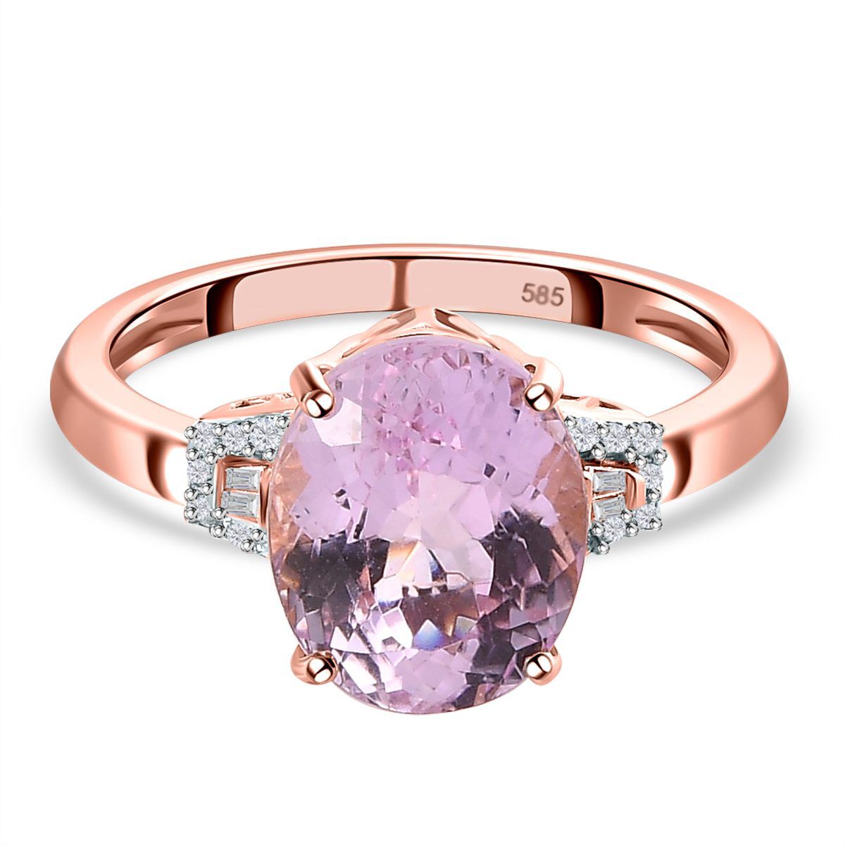 AAA Martha Rocha Kunzite wei er Diamant Ring 585 Gold Gr e