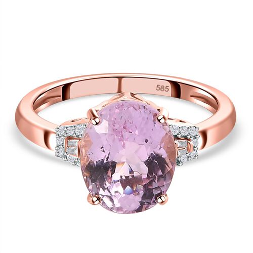AAA Martha Rocha Kunzite, weißer Diamant Ring, 585 Gold (Größe 18.00) ca. 4.79 ct image number 0