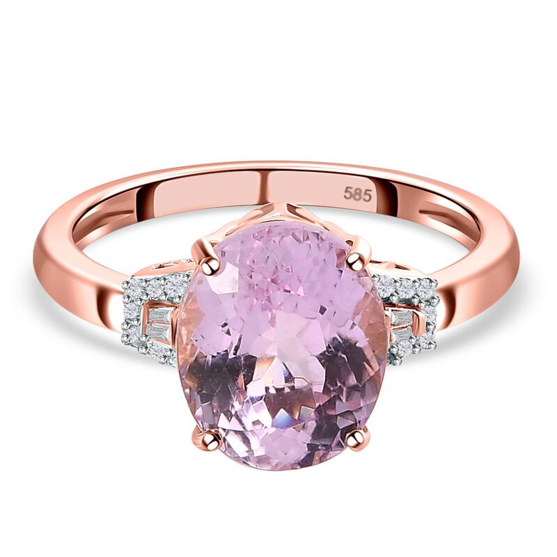 AAA Martha Rocha Kunzite, weißer Diamant Ring, 585 Gold (Größe 18.00) (10-15 Tage Lieferzeit) ca. 4.79 ct image number 0