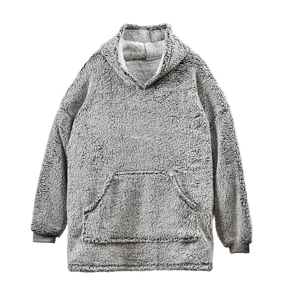 Kuscheliger Sherpa-Hoodie, Einheitsgr&ouml;&szlig;e, grau
