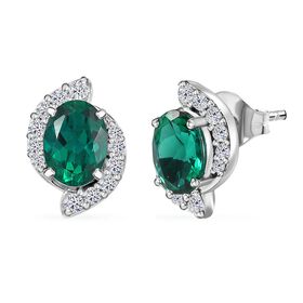 AAA Lab Created Smaragd, Lab Grown Diamant Ohrringe 417 Gold ca. 2,30 ct.