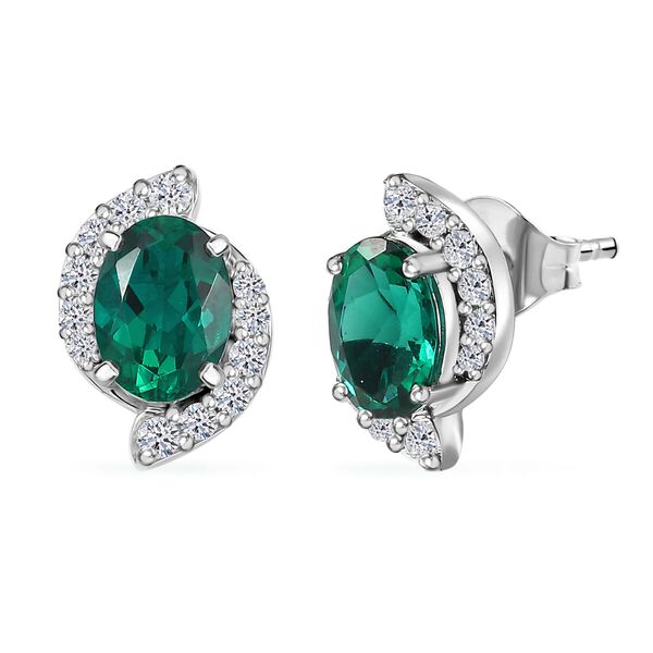 AAA Lab Created Smaragd, Lab Grown Diamant Ohrringe 417 Gold ca. 2,30 ct. image number 0