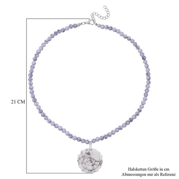 Weiße Howlit handgeschnitzte Blumen-Halskette, 45 cm - 150 ct. image number 5