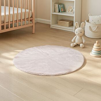 Weicher Langflor Teppich in Wolkenform mit Schaumstoffunterlage, Rund, 120cm, Wei&szlig;