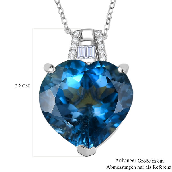 D'Joy London Blautopas und Moissanit Anh&auml;nger mit 50cm Kette - 12,66 ct. image number 6