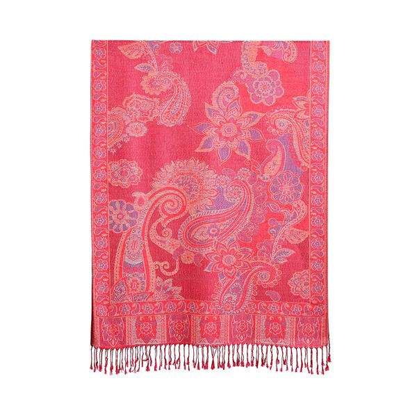 100% Viskose Paisley-Schal, Rot image number 2