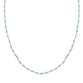 Blau Topas Halskette ca. 50 cm 925 Silber rhodiniert ca. 20.00 ct