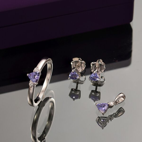 D'Joy Tansanit und Moissanit Schmuck, 925 Silber rhodiniert - 1,15 ct. image number 2