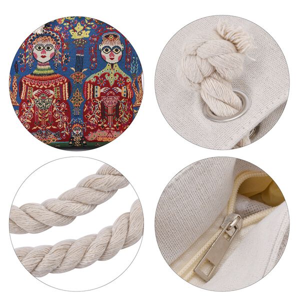 Jacquard gewebte Jute-Tasche mit Mond Design, 42x34 cm, Antik image number 6