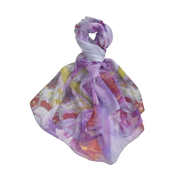 LA MAREY - bedruckter Seidenschal, 180x110 cm, abstraktes Muster, Rosa