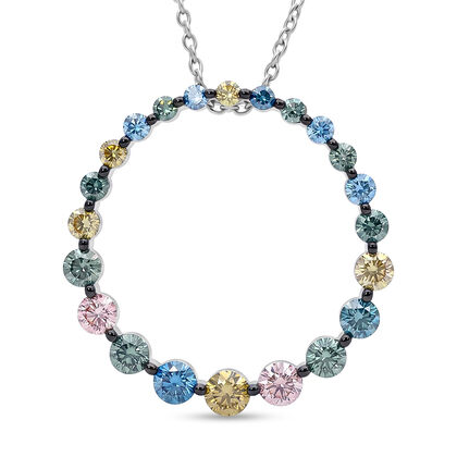 LUXURIANT DIAMOND - Lab Grown Rosa Diamant SI Lab Grown Gr&uuml;ner Diamant Schmuckset ca. 50 cm 925 Silber Rhodiniert ca. 1,00 ct.