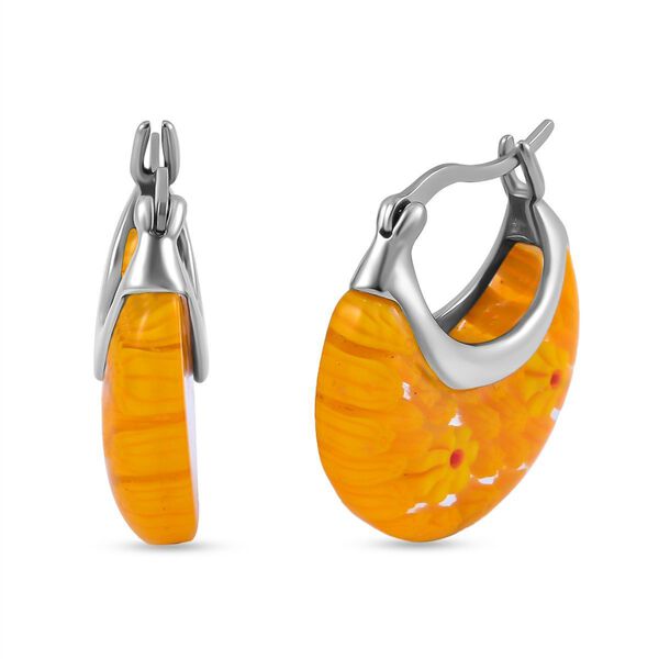 Blaue Murano-Stil Glas Huggie-Ohrringe