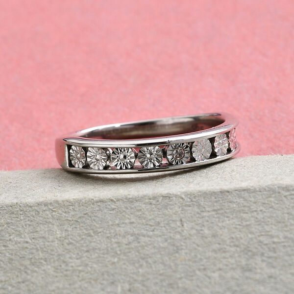 Diamant Half Eternity Ring 925 Silber Platin-&Uuml;berzug image number 2