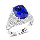AAAA Tansanit, Weißer Diamant Ring 950 Platin (Größe 18.00) ca. 6,65 ct