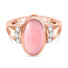 Natürlicher Peruanischer Rosa-Opal und Weißer Zirkon Ring, 925 Silber Roségold Vermeil, (Größe 19.00) ca. 3.00 ct
