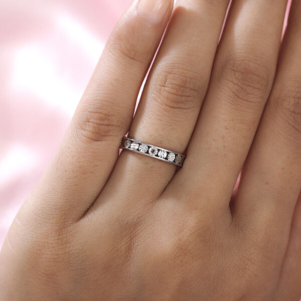 Diamant Half Eternity Ring 925 Silber Platin-&Uuml;berzug image number 3