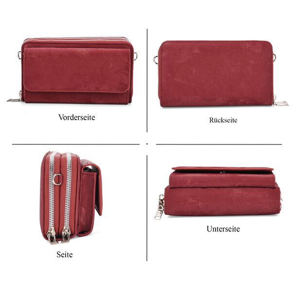 Crossbody-Tasche mit RFID-Schutz und Muster-Schulterriemen, 19x6x11cm, Rot image number 5