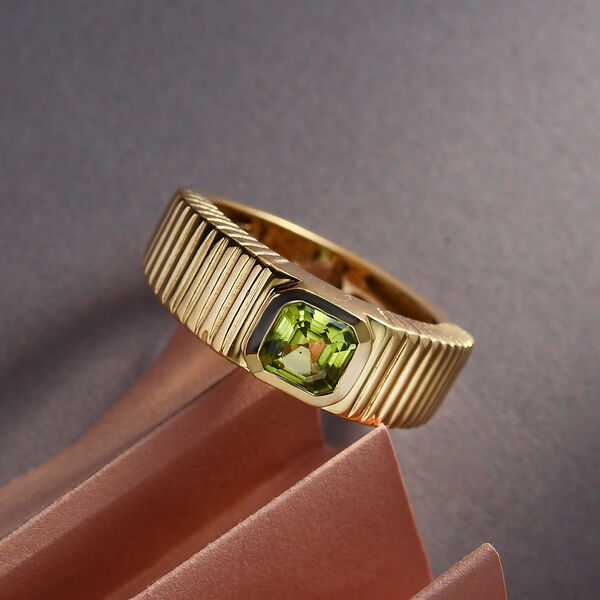 Natürlicher Peridot Ring 925 Silber vergoldet  ca. 0,68 ct image number 2