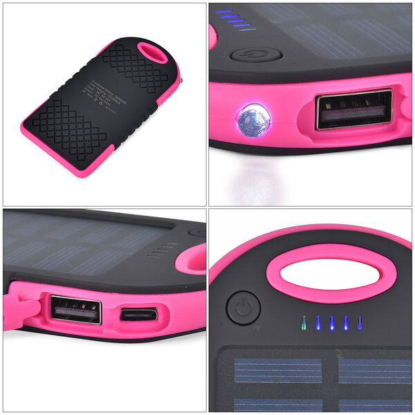 Solarbetriebene Powerbank mit USB Anschluss, Pink image number 8