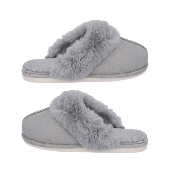Superweiche Wildleder Kunstfell Hausschuhe, Gr&ouml;&szlig;e 36-37, Grau image number 5