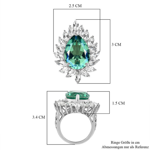 Pfau Triplett Quarz und wei&szlig;er Topas-Ring, 925 Silber platiniert  ca. 15,54 ct image number 7