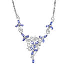 AAA Tansanit und florale Zirkon-Halskette in Silber image number 0