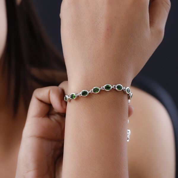 Natürliches Chromdiopsid Armband, ca. 20 cm, 925 Silber platiniert ca. 9,30 ct image number 3