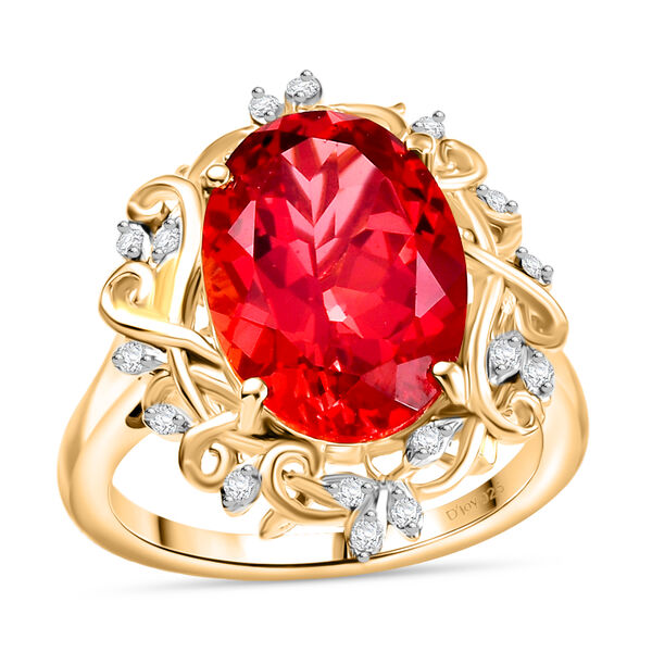 D'Joy Labor Padparadscha Saphir und Zirkon Ring - 8,43 ct. image number 3