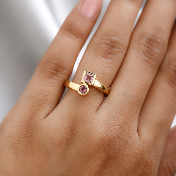 Rosa Turmalin Bypass Ring 925 Silber vergoldet  ca. 0,60 ct image number 3