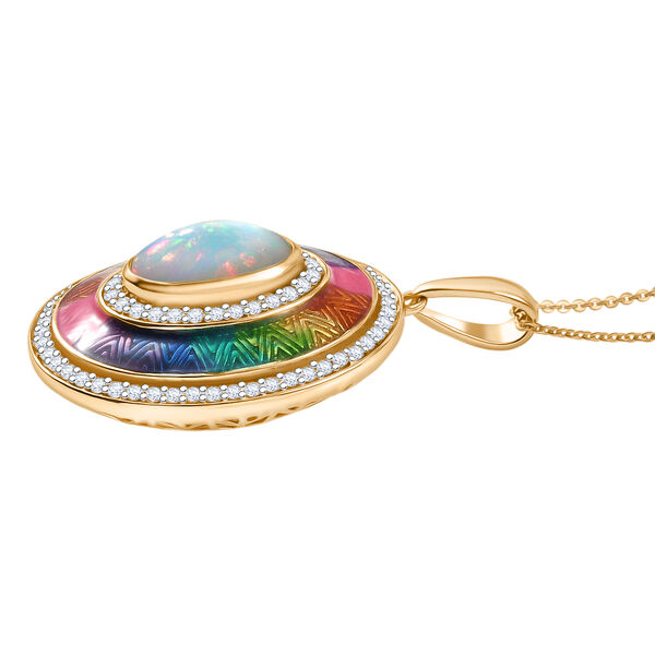 D'Joy AA nat&uuml;rlicher, &auml;thiopischer Welo Opal und Zirkon Anh&auml;nger mit 50cm Kette - 2,72 ct. image number 4