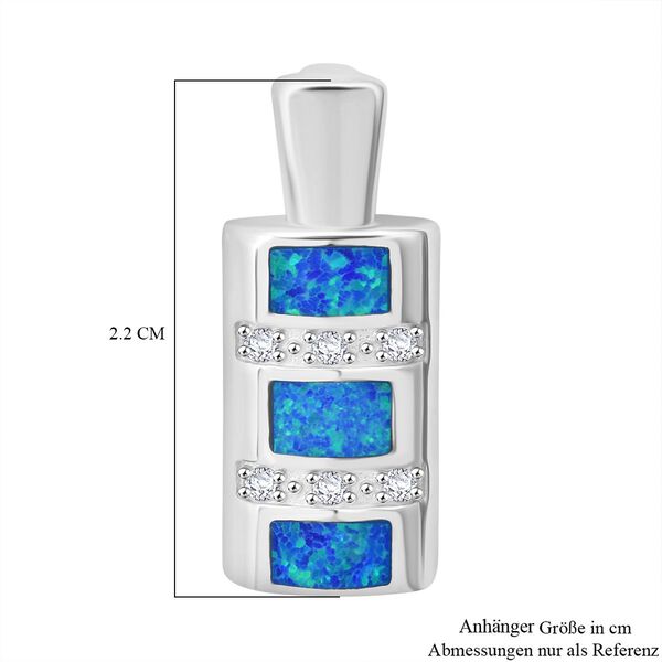 Simulierter blauer Opal und Zirkonia Anh&auml;nger image number 5