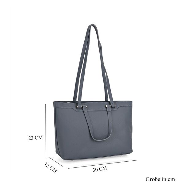 Leder-Shopper mit Doppelhenkel, 30x12x23 cm, Marineblau image number 8