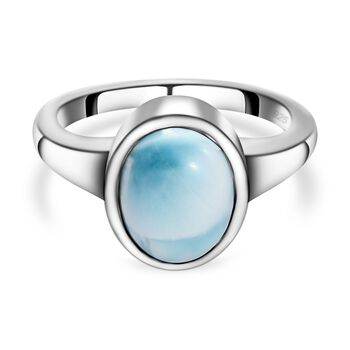 Larimar-Ring, 925 Silber platiniert (Gr&ouml;&szlig;e 19.00) ca. 3.06 ct