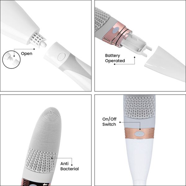 Silikon Badeb&uuml;rste mit langem Griff und elektrischer Vibration, Grau image number 7